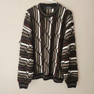 Vintage 90s Protege 3D Chunky Textured Knit Coogi Style Made In USA Sweater XL